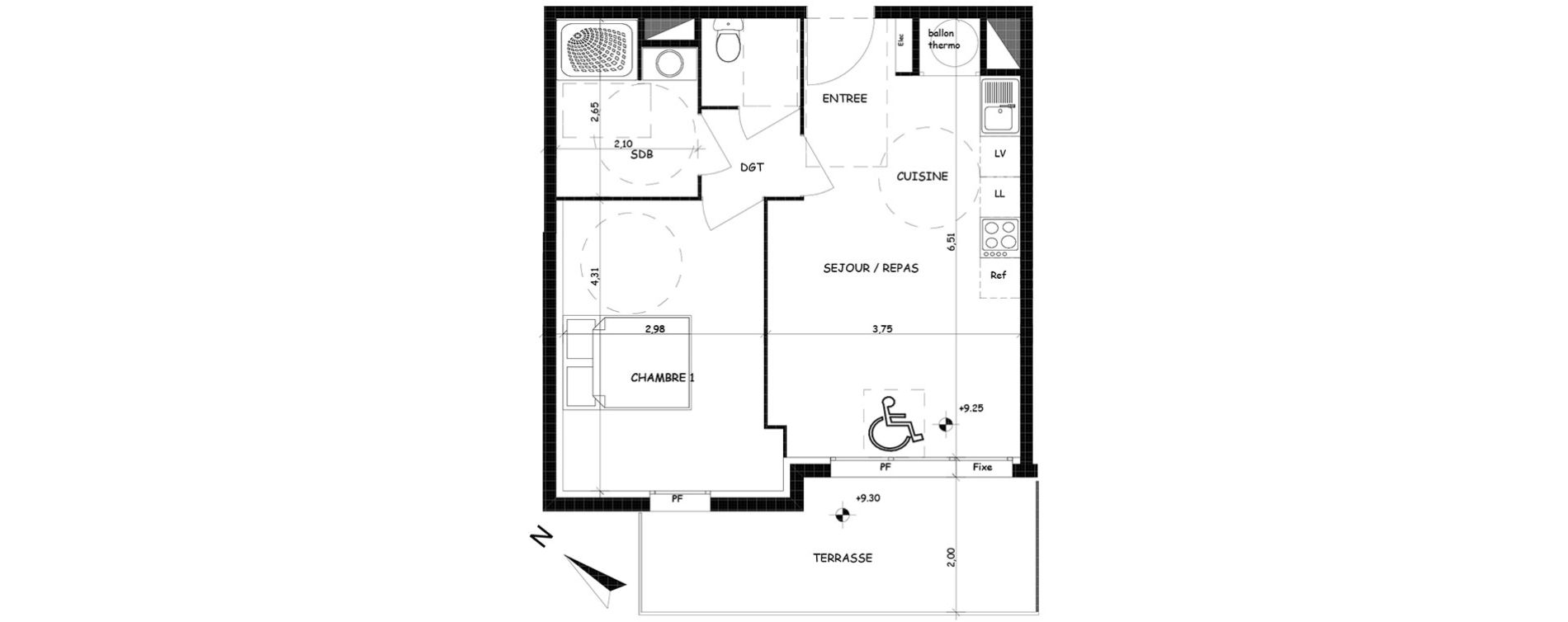 Appartement T2 de 44,20 m2 &agrave; Saint-Cyprien Centre