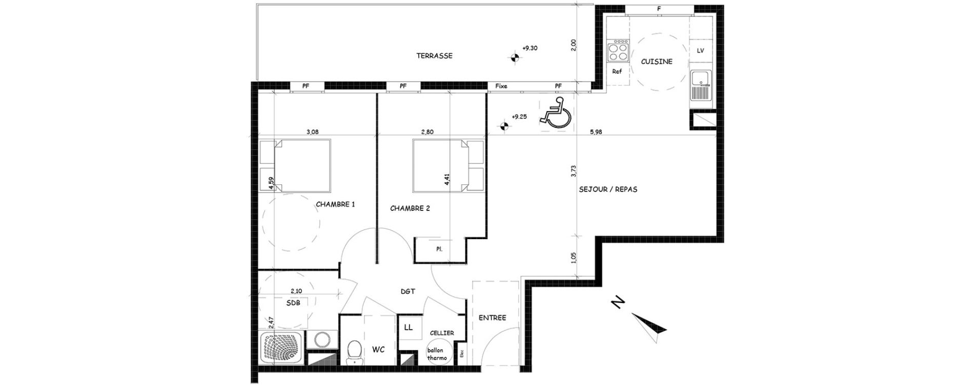 Appartement T3 de 72,88 m2 &agrave; Saint-Cyprien Centre