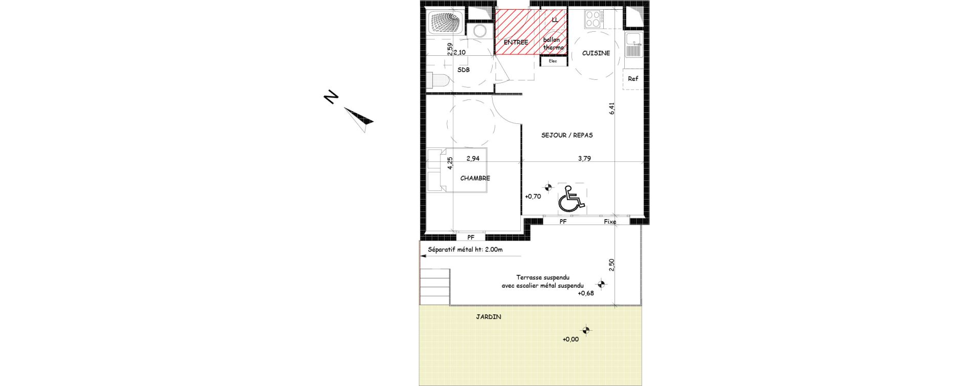 Appartement T2 de 43,19 m2 &agrave; Saint-Cyprien Centre