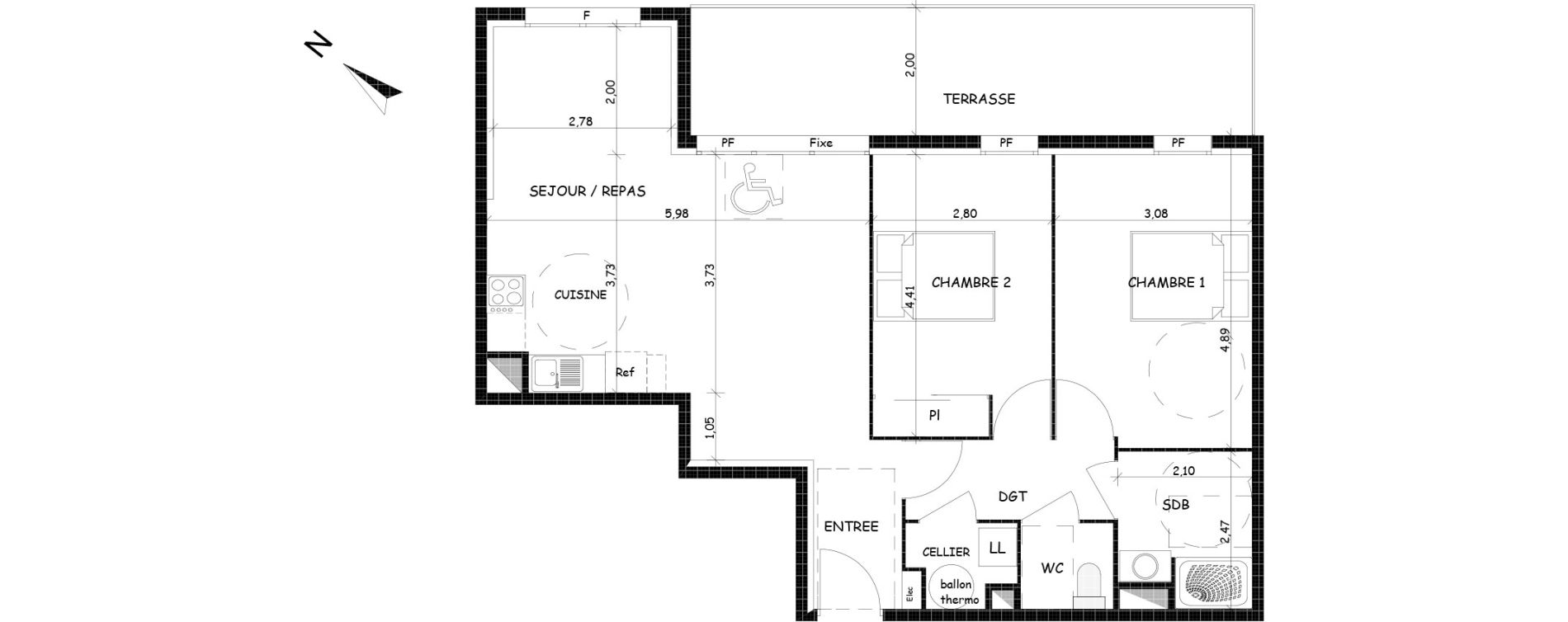 Appartement T3 de 72,84 m2 &agrave; Saint-Cyprien Centre