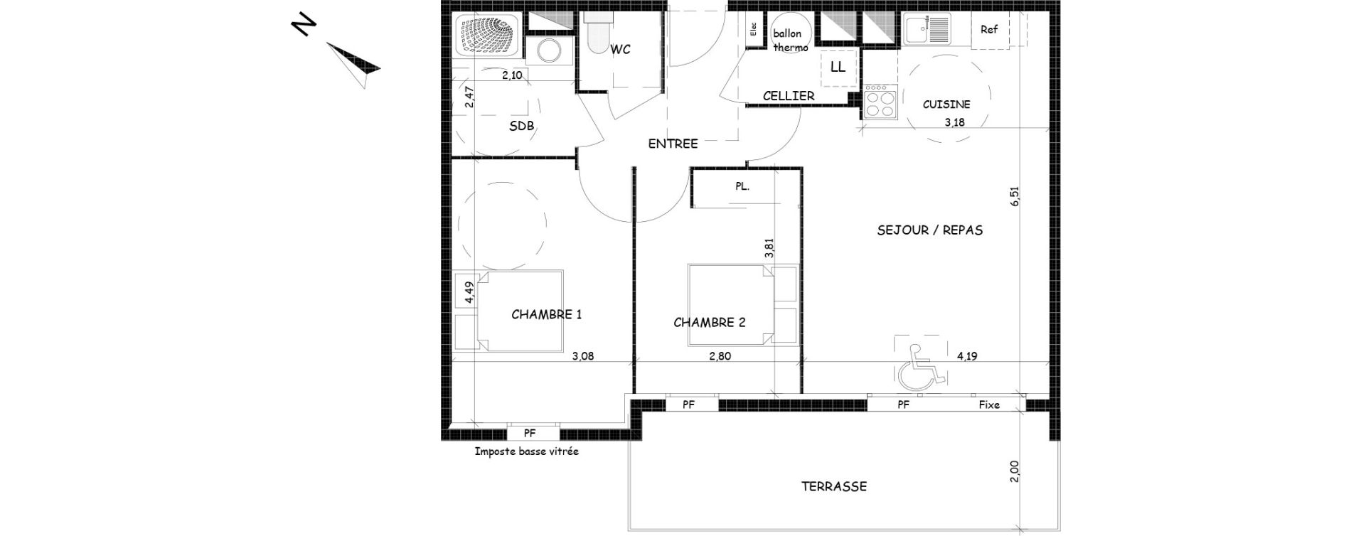 Appartement T3 de 64,98 m2 &agrave; Saint-Cyprien Centre