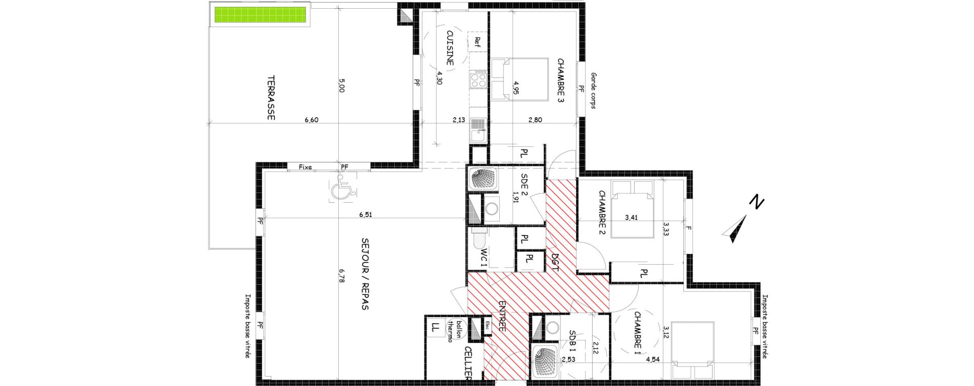 Appartement T4 de 118,57 m2 &agrave; Saint-Cyprien Centre