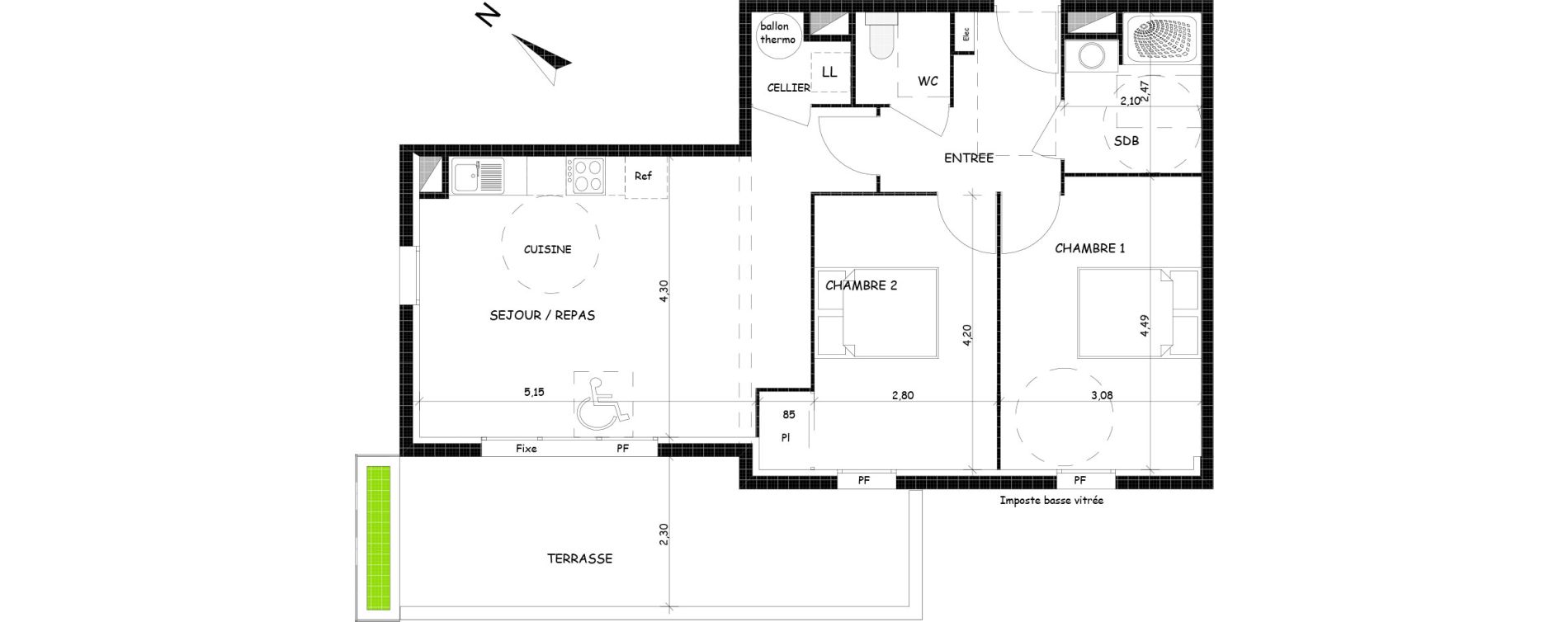 Appartement T3 de 67,41 m2 &agrave; Saint-Cyprien Centre