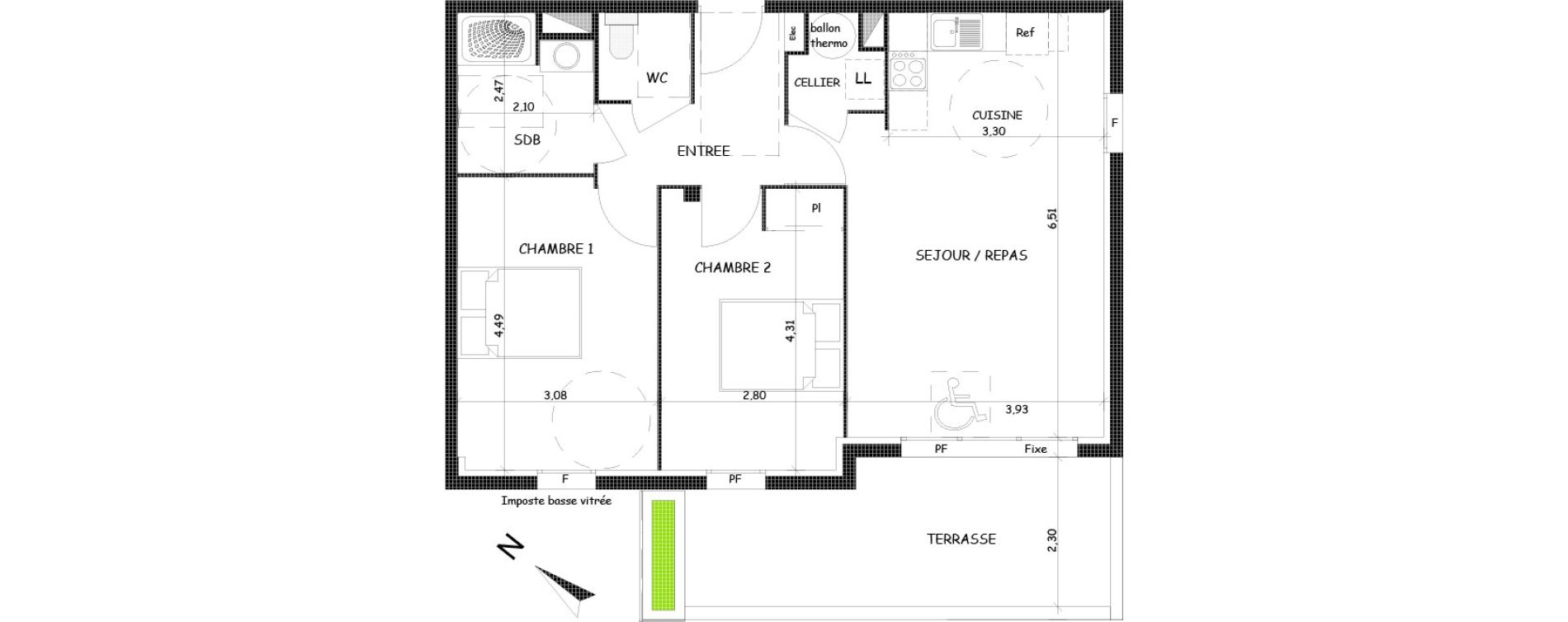 Appartement T3 de 65,24 m2 &agrave; Saint-Cyprien Centre