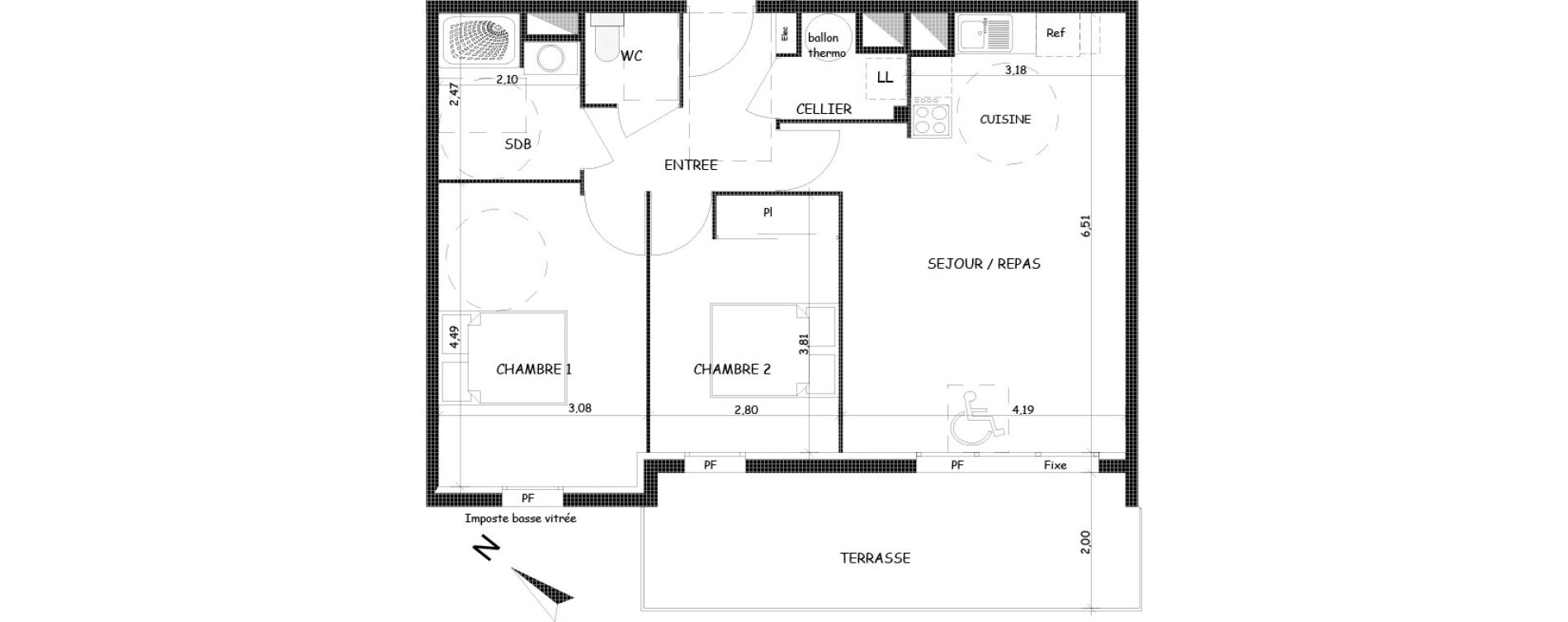 Appartement T3 de 64,92 m2 &agrave; Saint-Cyprien Centre