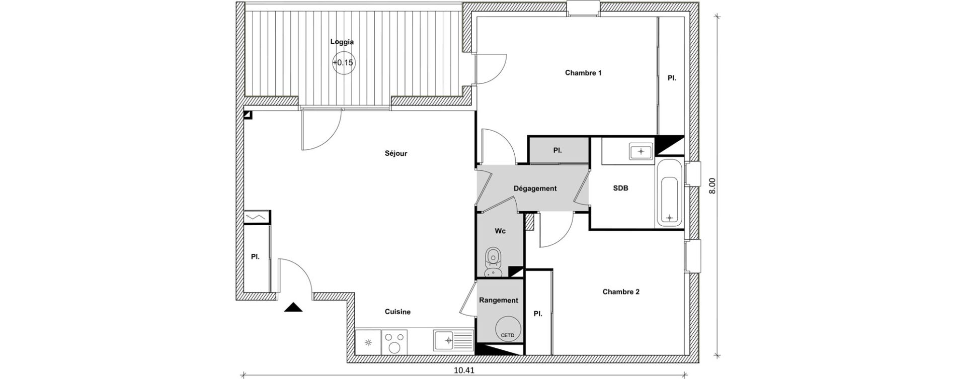 Appartement T3 de 64,56 m2 &agrave; Saint-Laurent-De-La-Salanque Centre
