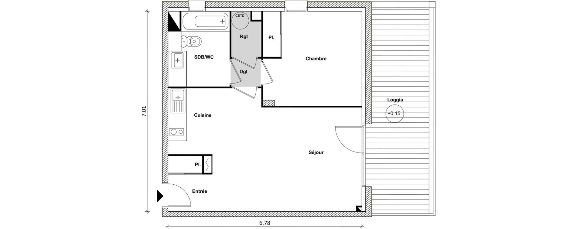 Appartement T2 de 45,92 m2 &agrave; Saint-Laurent-De-La-Salanque Centre