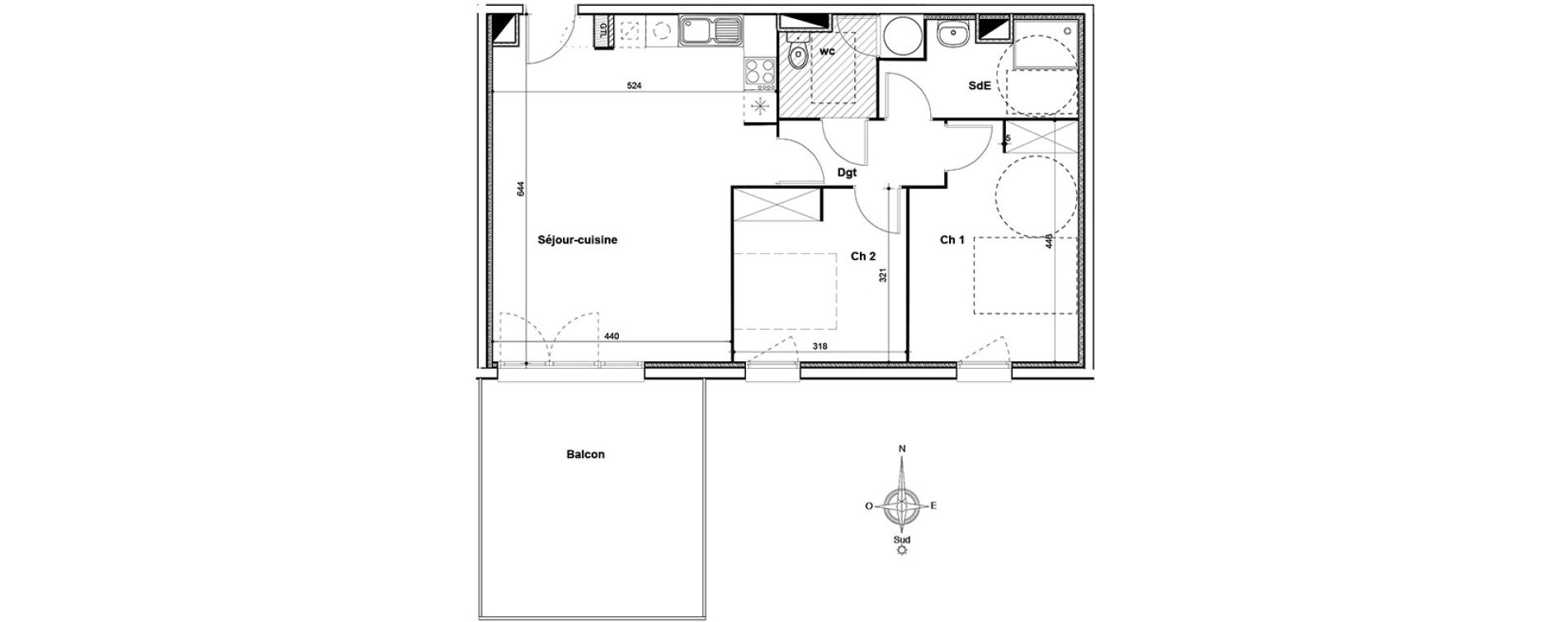 Appartement T3 de 66,80 m2 &agrave; Thuir Centre