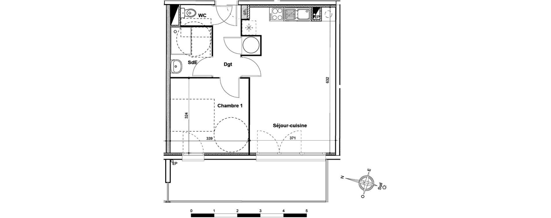 Appartement T2 de 43,80 m2 &agrave; Thuir Centre