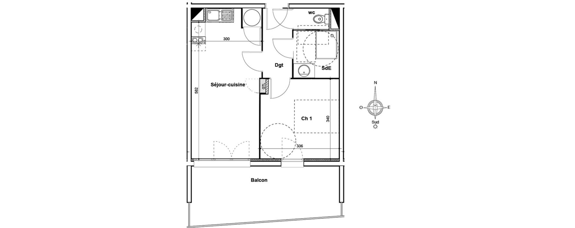 Appartement T2 de 38,60 m2 &agrave; Thuir Centre