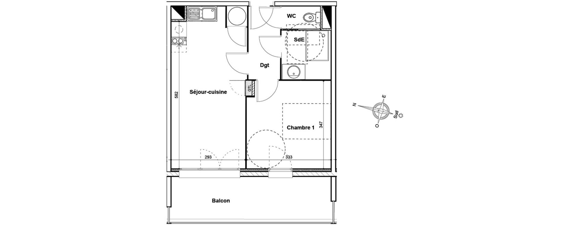 Appartement T2 de 38,80 m2 &agrave; Thuir Centre