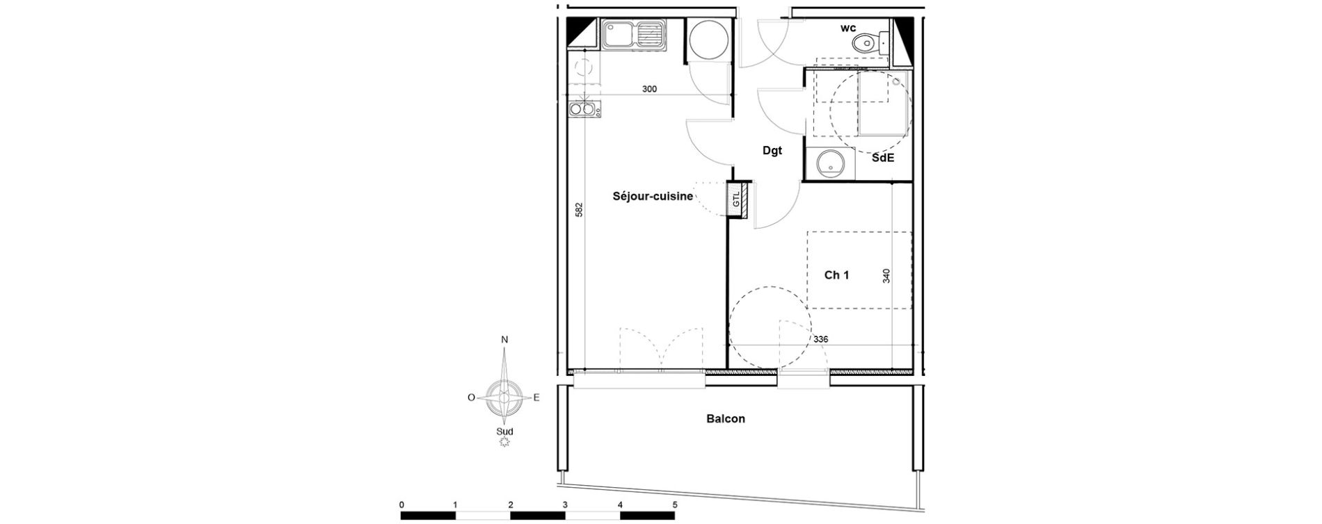 Appartement T2 de 38,70 m2 &agrave; Thuir Centre