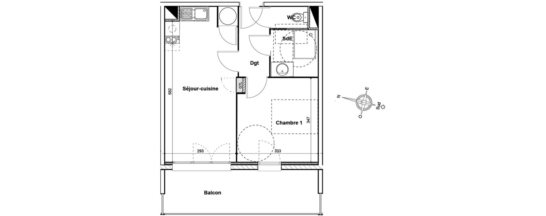 Appartement T2 de 38,80 m2 &agrave; Thuir Centre