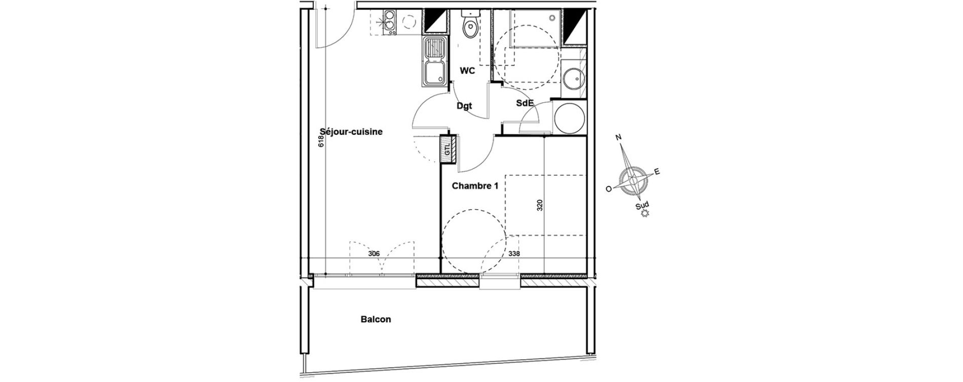 Appartement T2 de 38,30 m2 &agrave; Thuir Centre