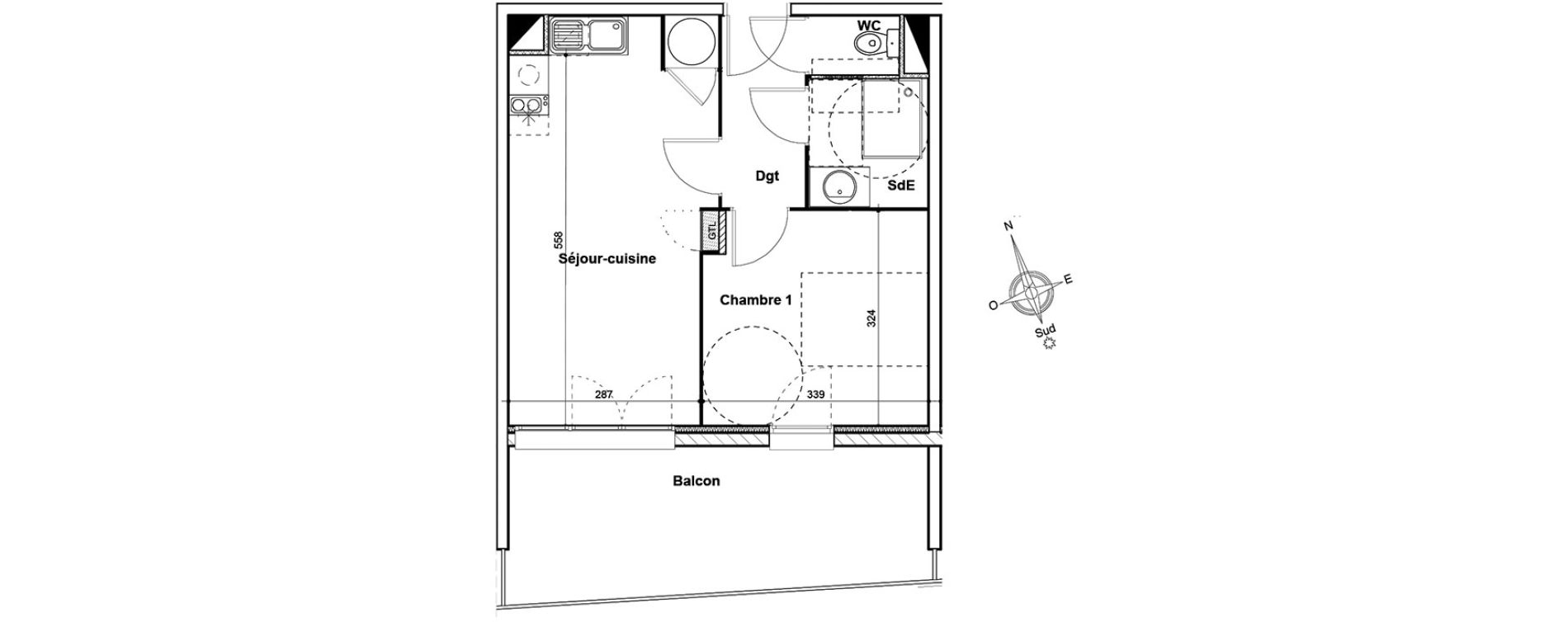 Appartement T2 de 37,10 m2 &agrave; Thuir Centre