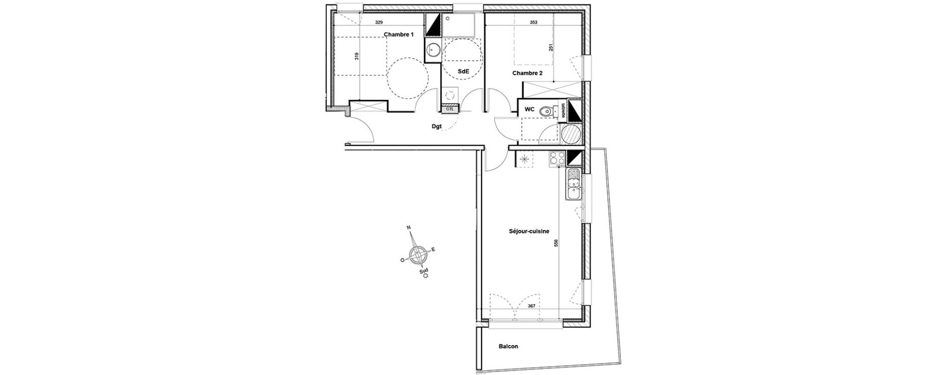 Appartement T3 de 62,80 m2 &agrave; Thuir Centre