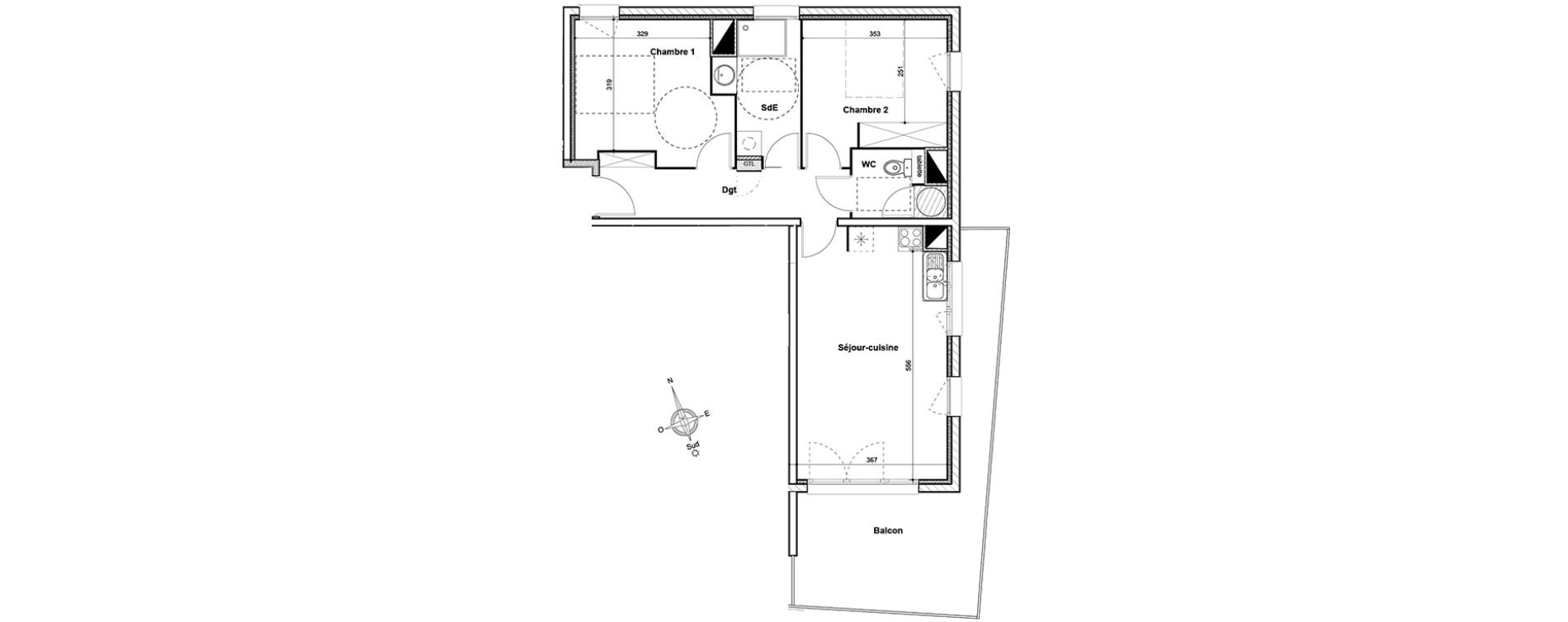 Appartement T3 de 62,90 m2 &agrave; Thuir Centre