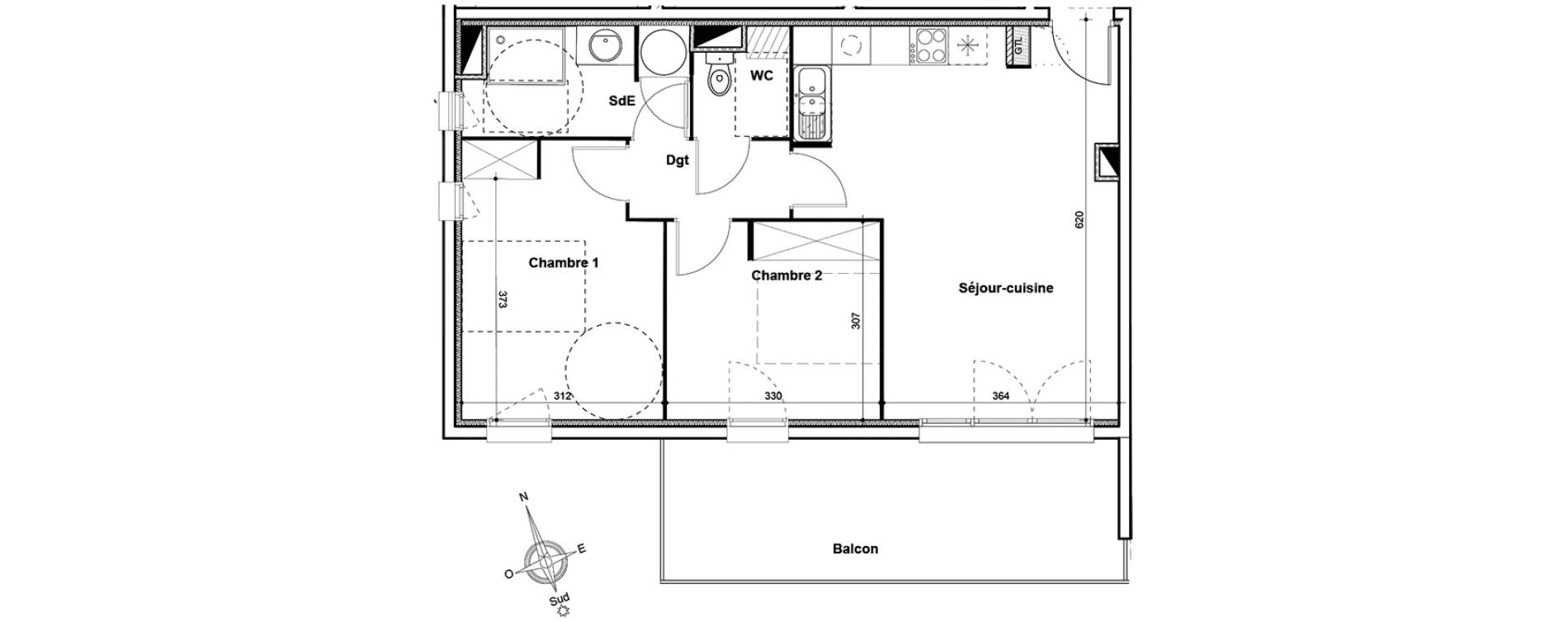 Appartement T3 de 59,80 m2 &agrave; Thuir Centre