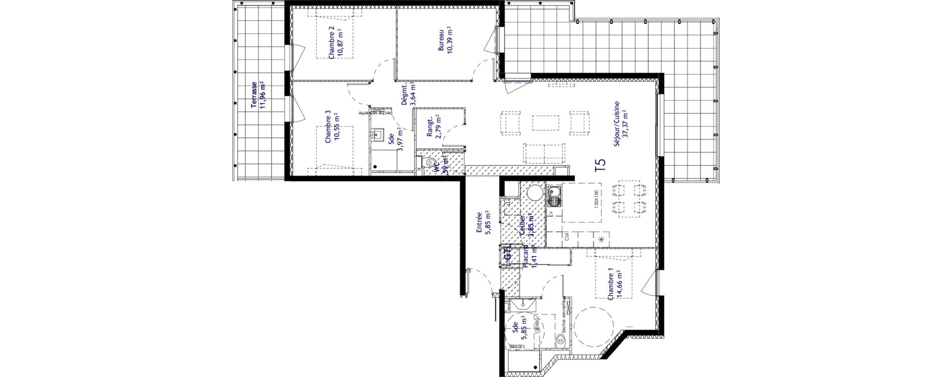 Appartement T5 de 112,79 m2 &agrave; Villeneuve-De-La-Raho Centre