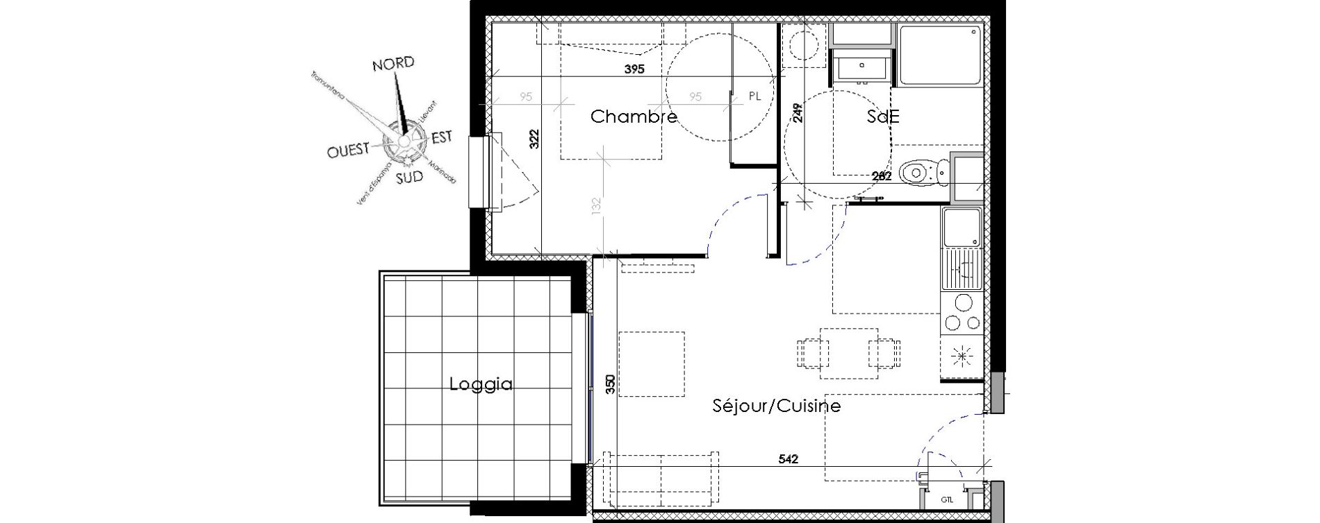 Appartement T2 de 39,70 m2 &agrave; Villeneuve-De-La-Raho Centre