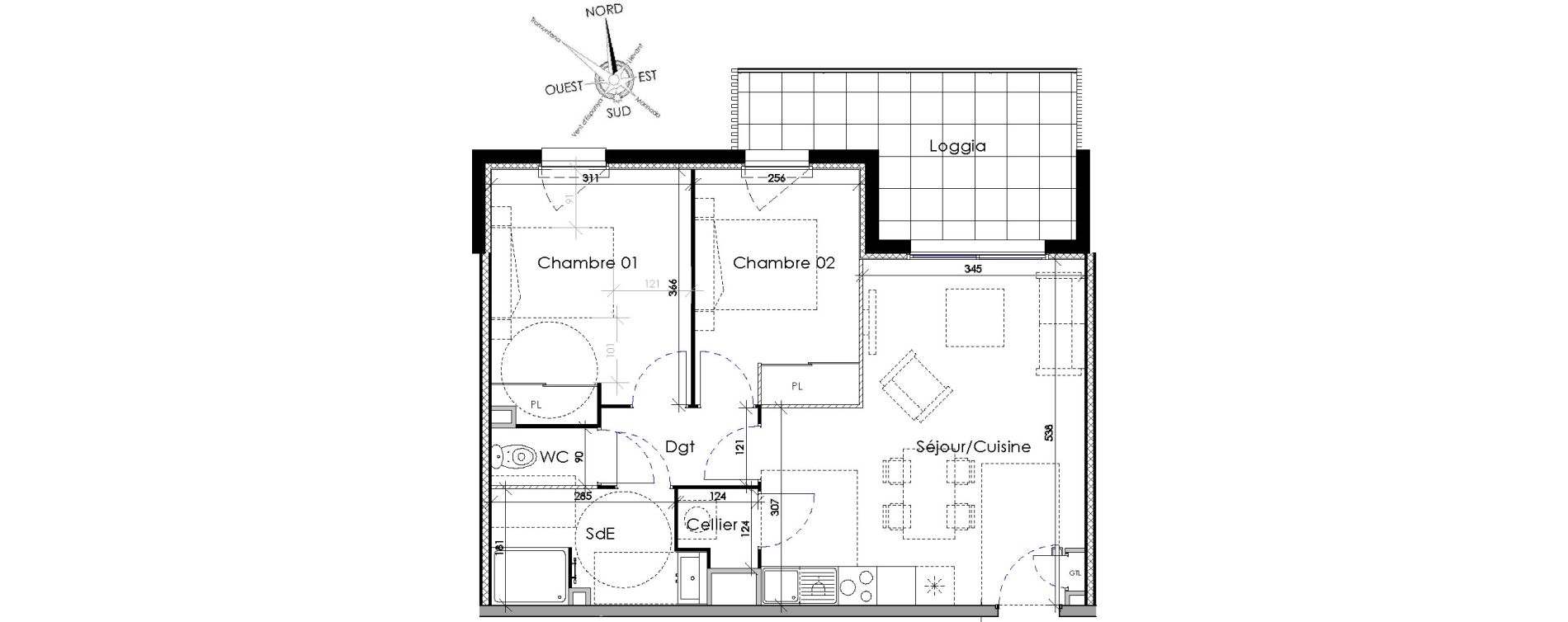 Appartement T3 de 55,60 m2 à Villeneuve-De-La-Raho Centre