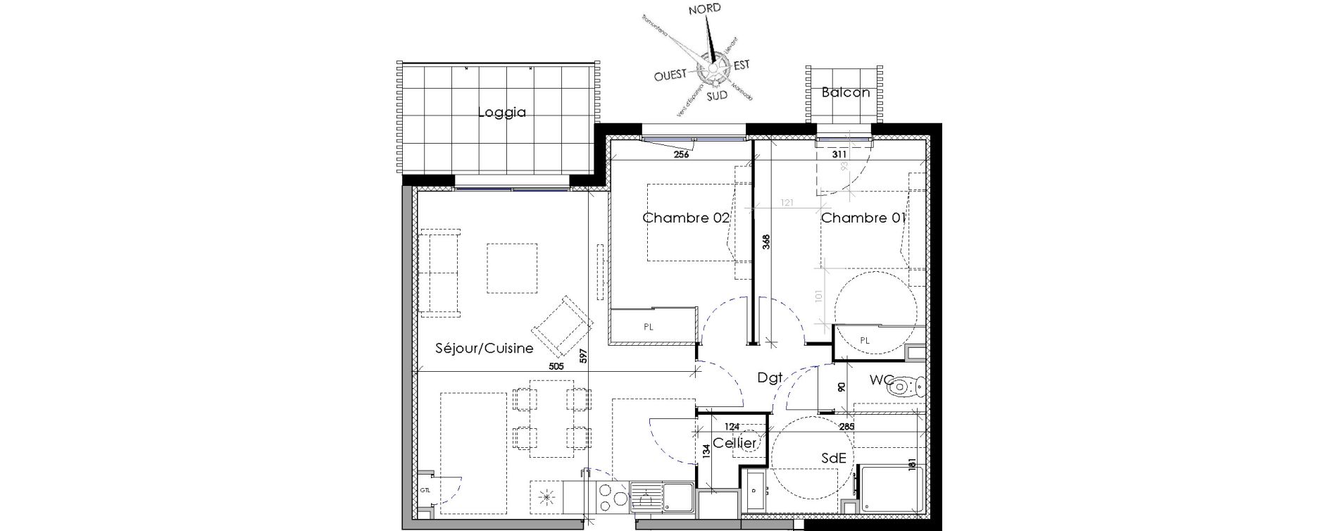 Appartement T3 de 58,20 m2 &agrave; Villeneuve-De-La-Raho Centre