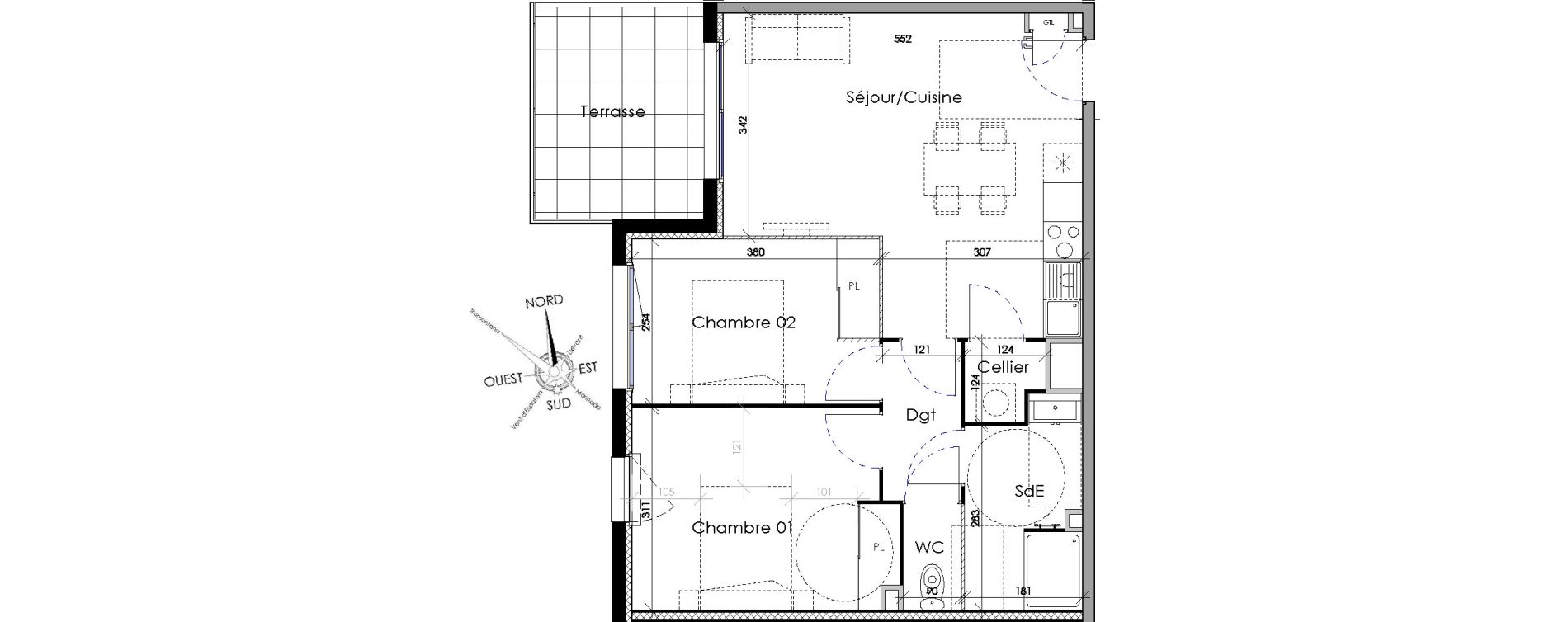 Appartement T3 de 56,60 m2 &agrave; Villeneuve-De-La-Raho Centre