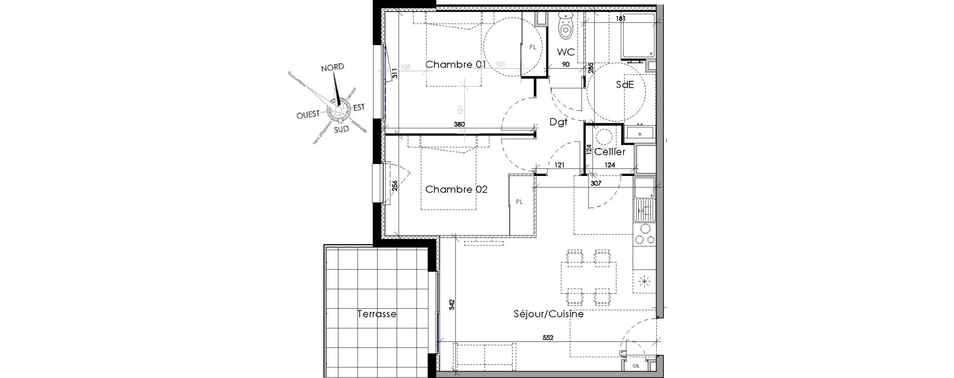 Appartement T3 de 56,80 m2 à Villeneuve-De-La-Raho Centre