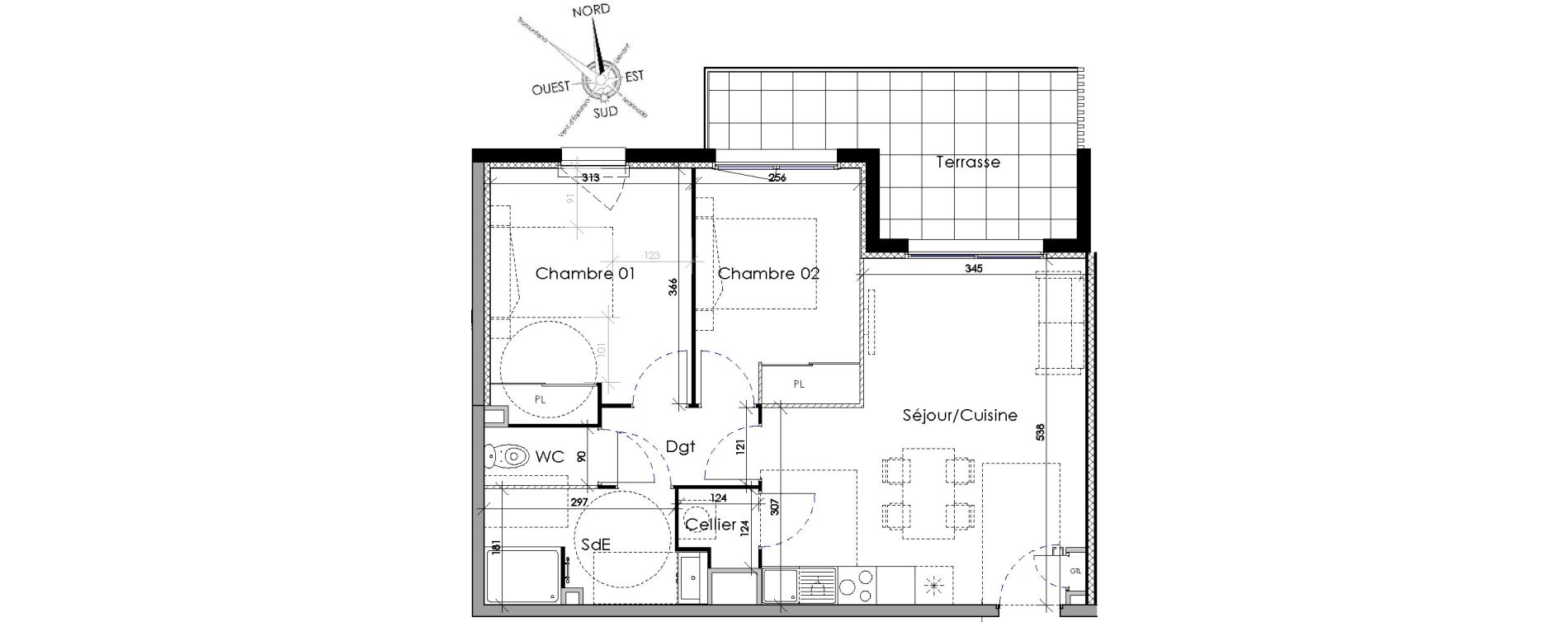 Appartement T3 de 56,00 m2 &agrave; Villeneuve-De-La-Raho Centre