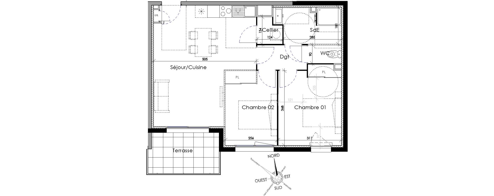 Appartement T3 de 58,20 m2 &agrave; Villeneuve-De-La-Raho Centre