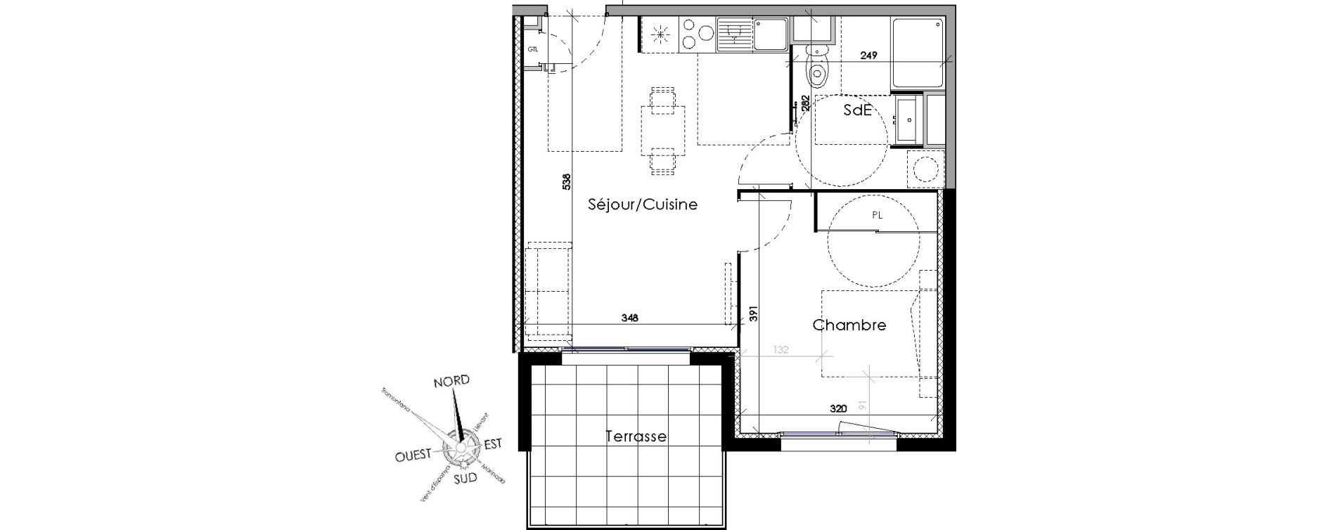 Appartement T2 de 39,60 m2 &agrave; Villeneuve-De-La-Raho Centre