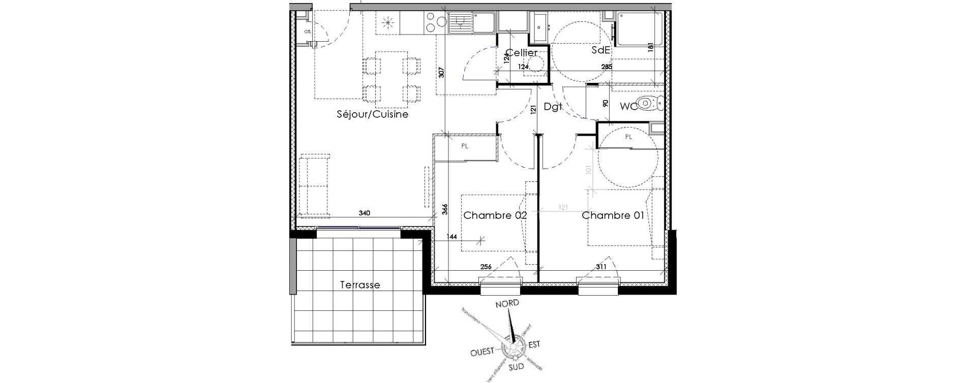 Appartement T3 de 55,40 m2 &agrave; Villeneuve-De-La-Raho Centre