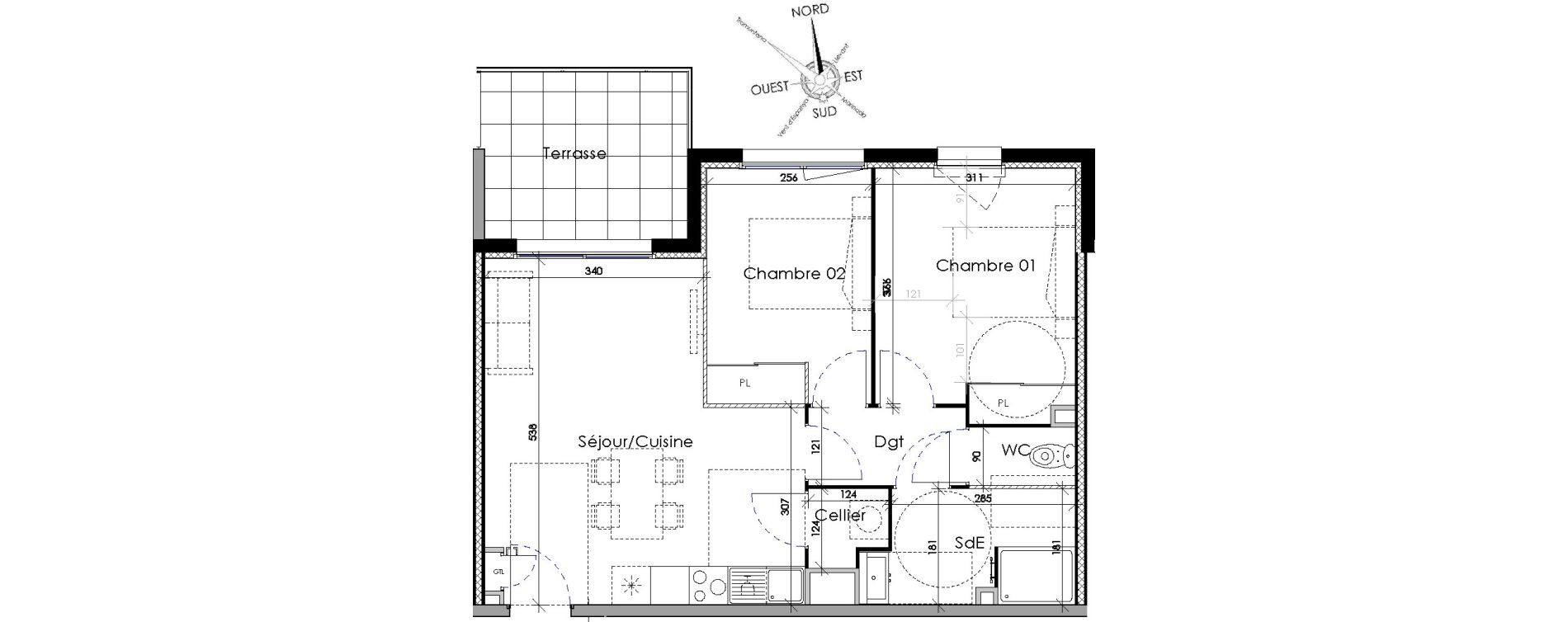 Appartement T3 de 55,40 m2 &agrave; Villeneuve-De-La-Raho Centre
