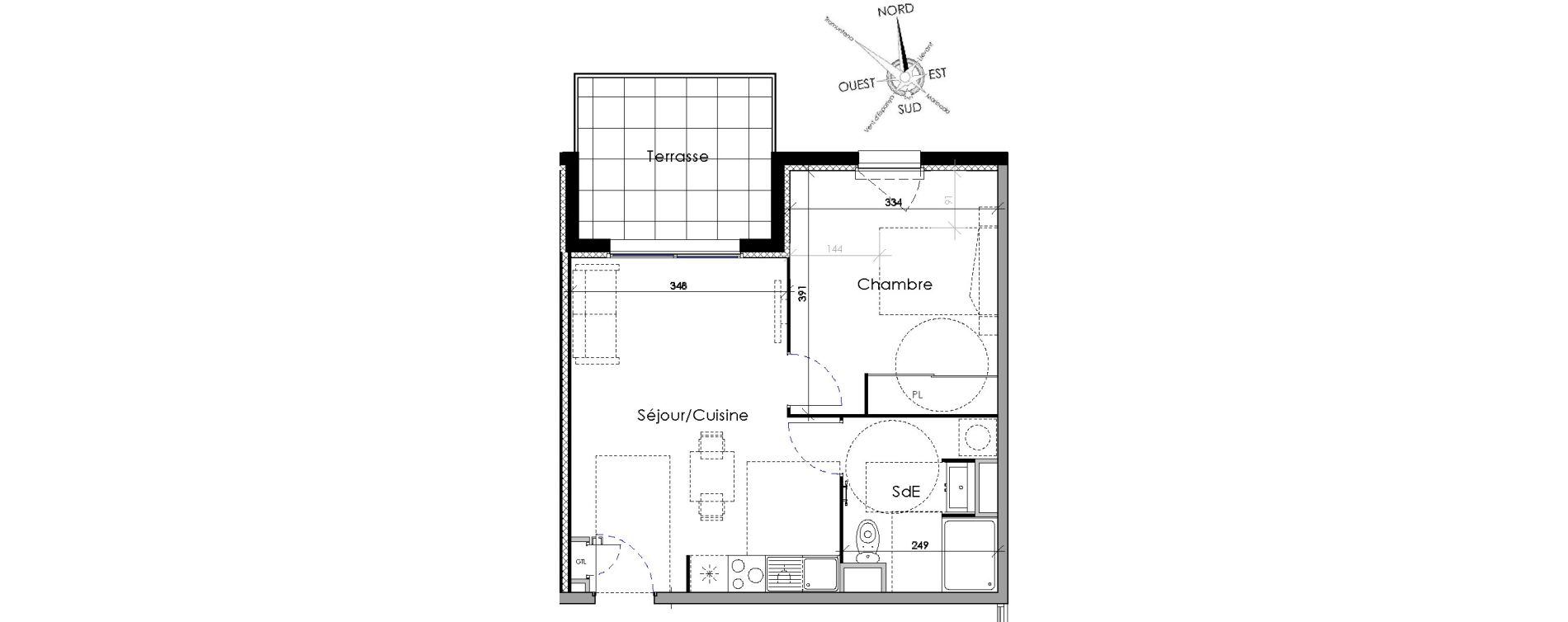 Appartement T2 de 40,10 m2 &agrave; Villeneuve-De-La-Raho Centre