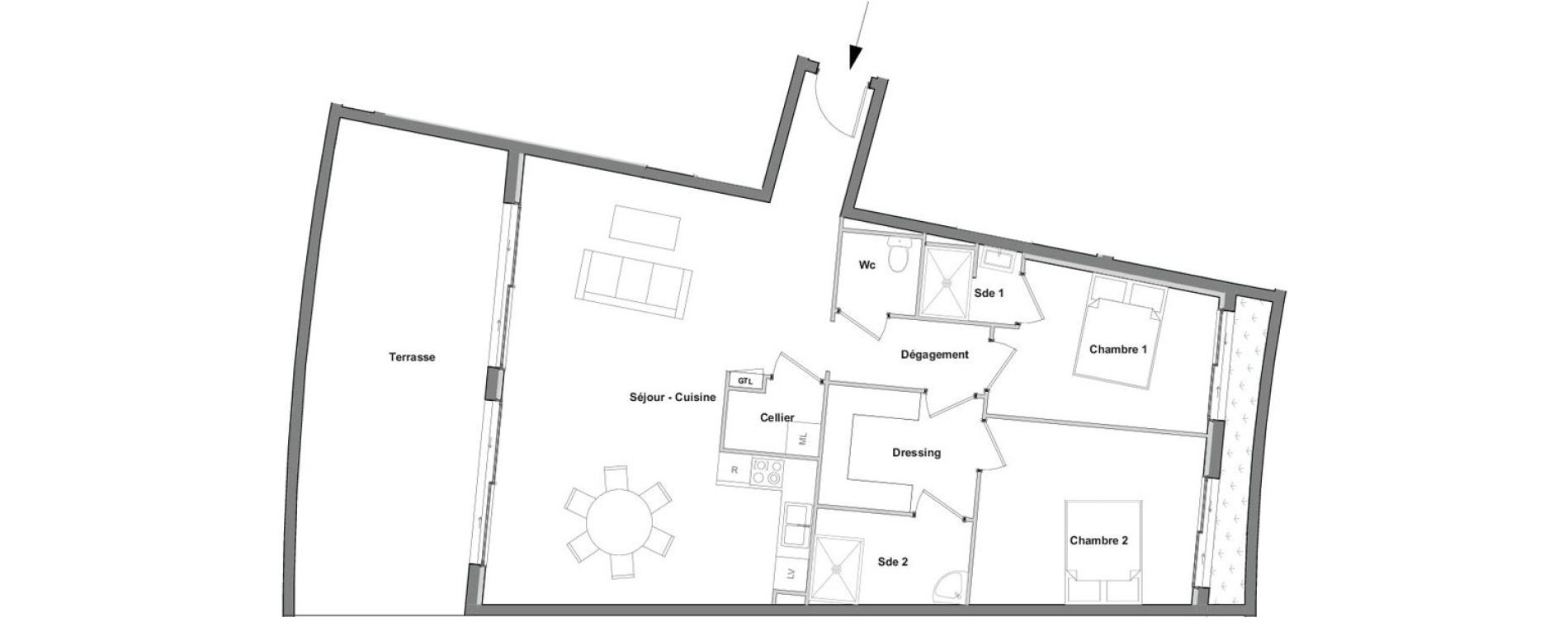 Appartement T3 de 89,23 m2 &agrave; Villeneuve-De-La-Raho Centre