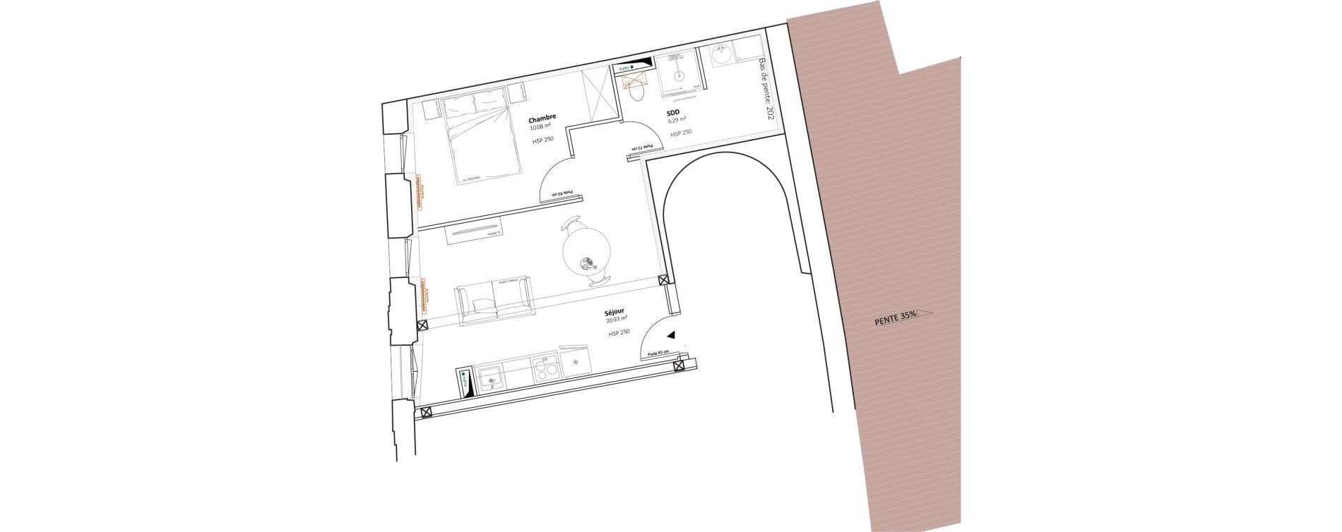 Appartement T2 de 37,30 m2 &agrave; Auterive Centre