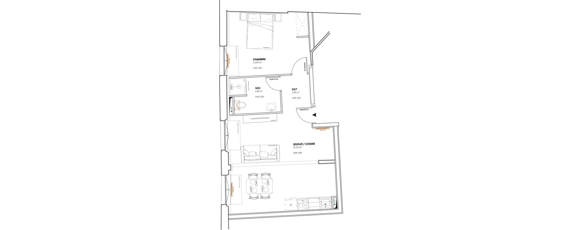 Appartement T2 de 49,25 m2 &agrave; Moissac Centre
