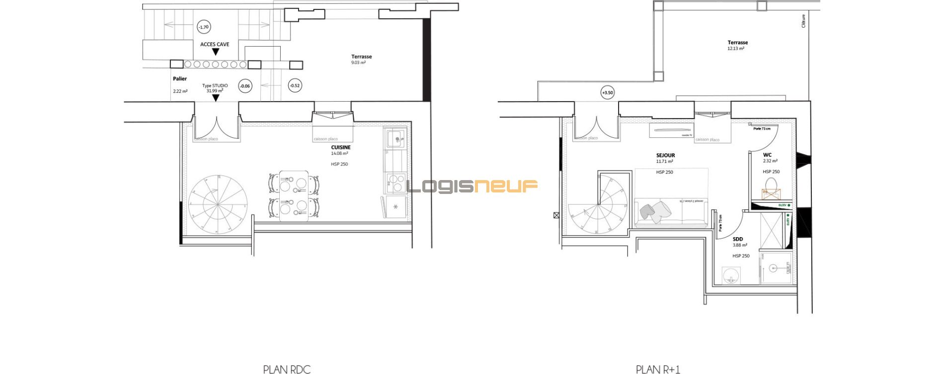 Duplex T1 de 31,99 m2 &agrave; Moissac Centre