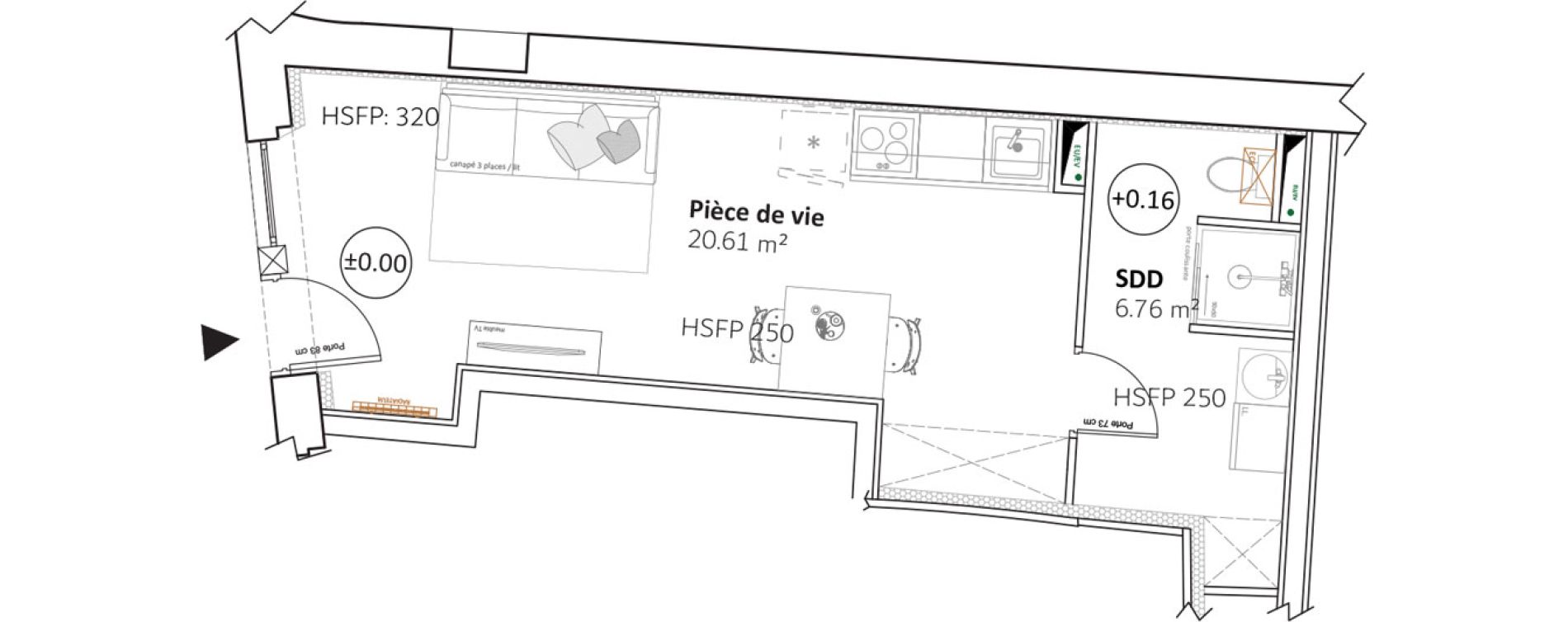 Studio de 27,37 m2 &agrave; Montauban Allende