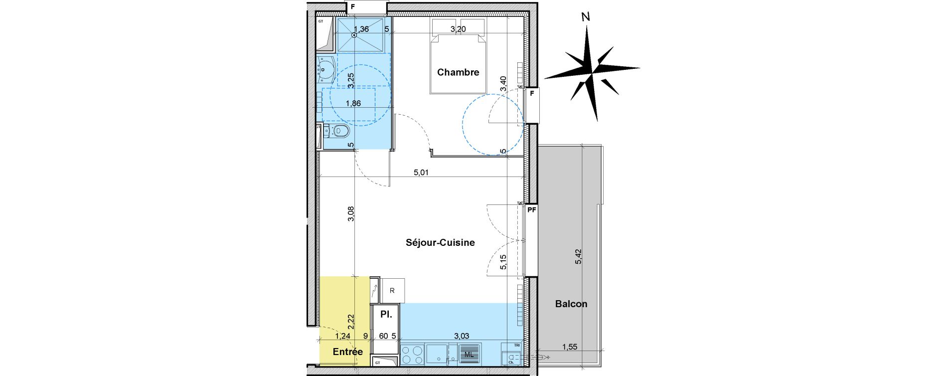 Appartement T2 de 41,92 m2 &agrave; Montauban Centre