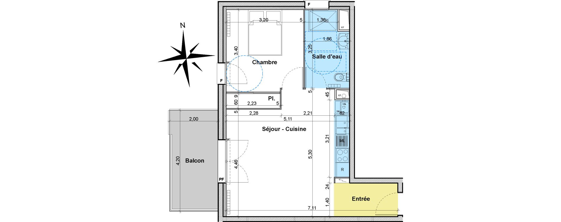 Appartement T2 de 45,31 m2 &agrave; Montauban Centre