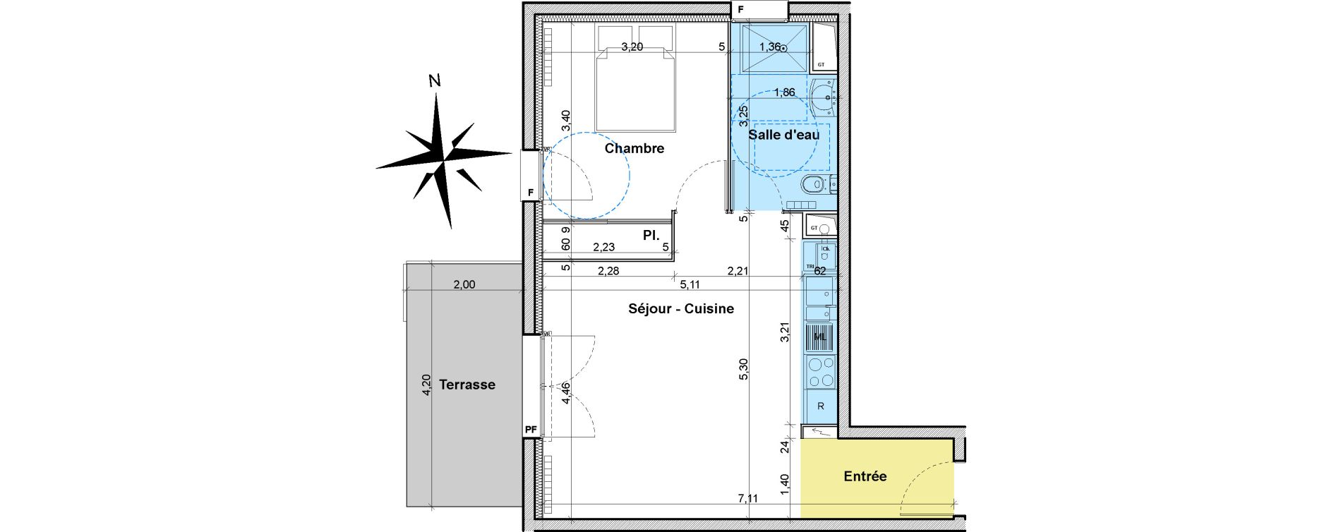 Appartement T2 de 45,31 m2 &agrave; Montauban Centre