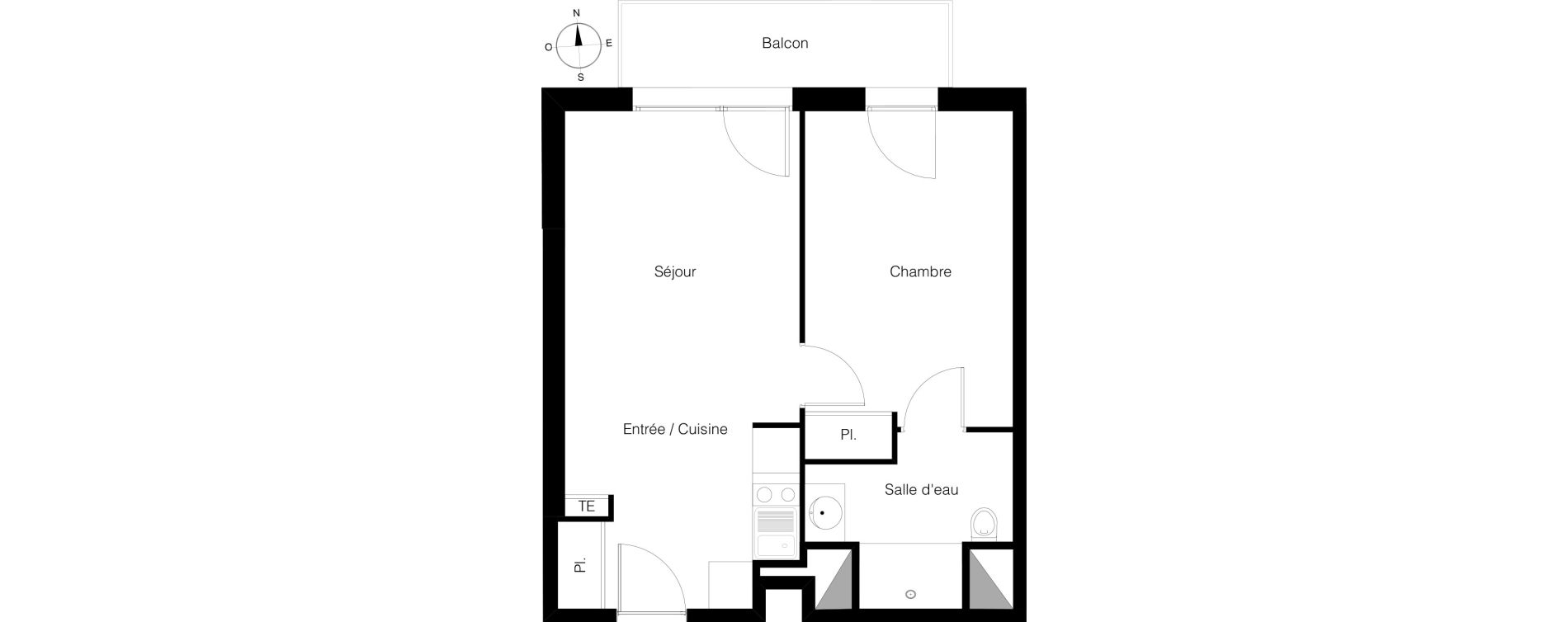 Appartement T2 de 39,57 m2 &agrave; Montauban Allende