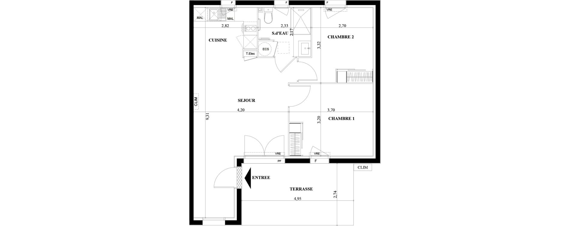 Appartement T3 de 57,00 m2 &agrave; Montauban Centre