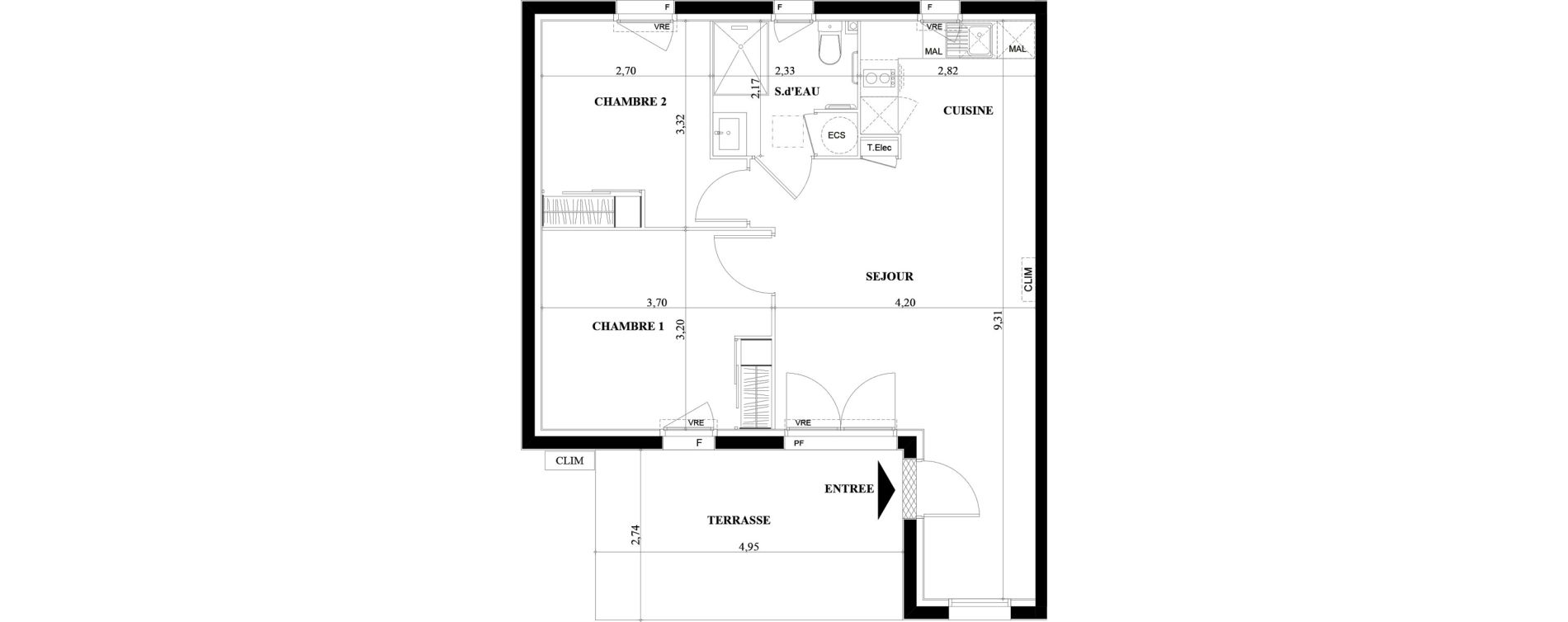 Appartement T3 de 57,00 m2 &agrave; Montauban Centre
