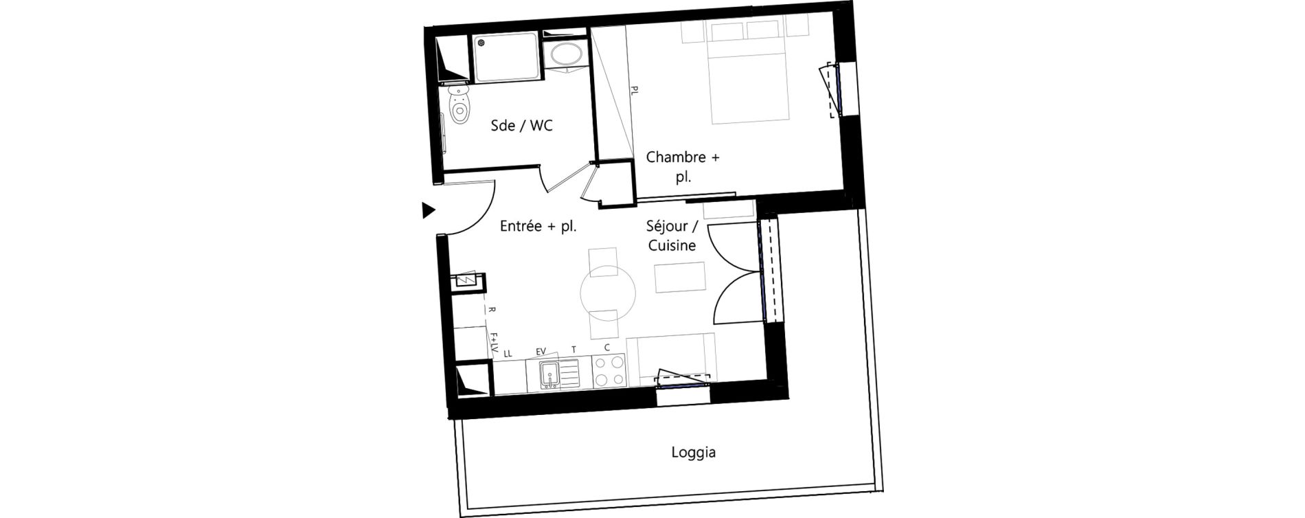 Appartement T2 meubl&eacute; de 40,37 m2 &agrave; Montauban Villebourbon - gare