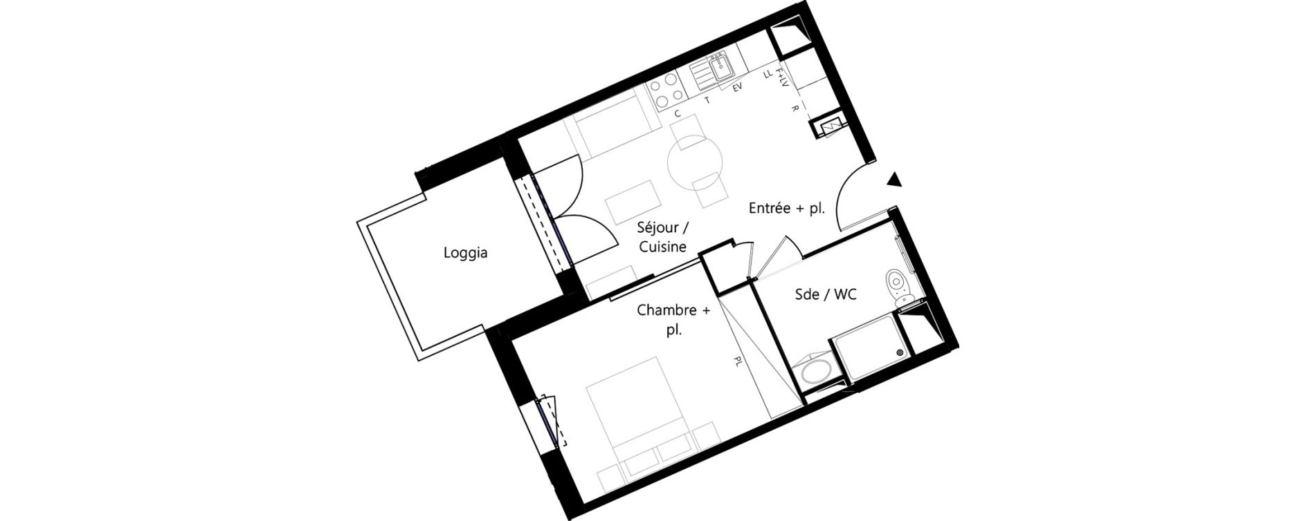 Appartement T2 meubl&eacute; de 40,32 m2 &agrave; Montauban Villebourbon - gare