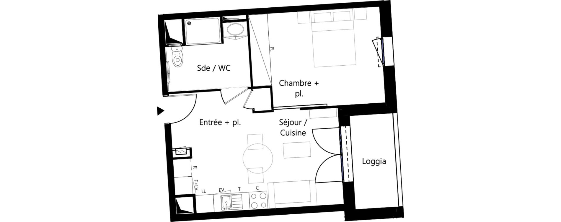 Appartement T2 meubl&eacute; de 40,26 m2 &agrave; Montauban Villebourbon - gare