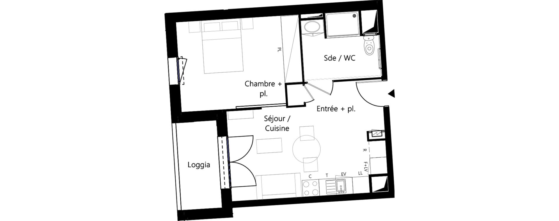Appartement T2 meubl&eacute; de 40,26 m2 &agrave; Montauban Villebourbon - gare