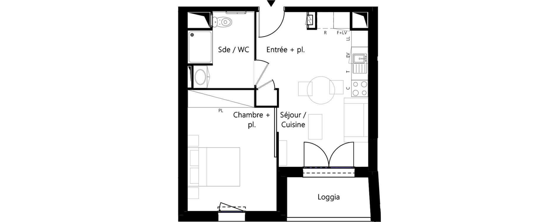 Appartement T2 meubl&eacute; de 40,23 m2 &agrave; Montauban Villebourbon - gare